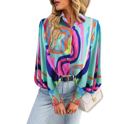 China Latest Design Floral Print Lantern Breathable Sleeve Breathable Spring Customized Women Blouse for sale