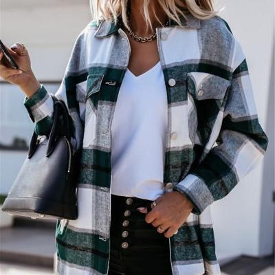 China Breathable Online Cheap Price Fashion Customized Print Women Plaid Long Sleeve Blouse for sale