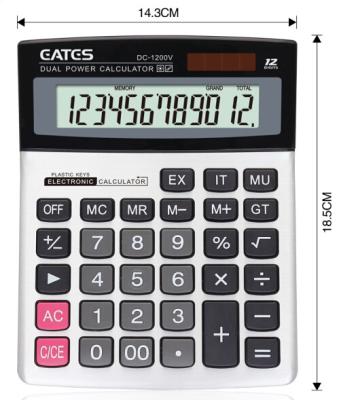 China Desktop 12 Digits General Purpose Calculator Dual Power Dual Power LCD Display Table Calculator Large Function LCD Display Electronic Calculator for sale