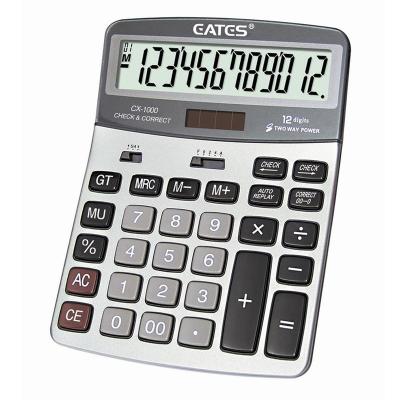 China Check the & Big Calculator EATES 12 Digits Display Control Aluminum Desktop Solar Power Panel Correct Electronic Calculator and Correct Calculator for sale