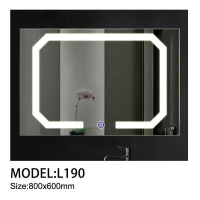 China Modern Customized Geometric Wide Light Wall Mounted Decoration LED Makeup Vanity Mirror 80*60cm For Hotel Home Bathroom for sale