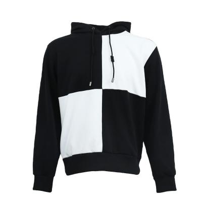 China Anti-Wrinkle High Quality Male Oversized Color Block Black And White Custom Designed Hoodie for sale