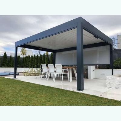 China Aluminum Louvre Customized Outdoor Heavy Duty Waterproof Aluminum Louvre Pergola Roof Gazebos for sale