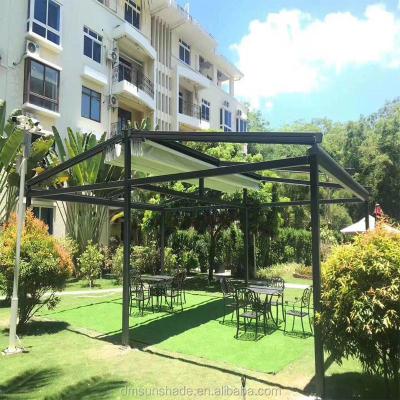 China Waterproof PVC Pergola Cover Motorized Patio Roof Easily Assembled for sale