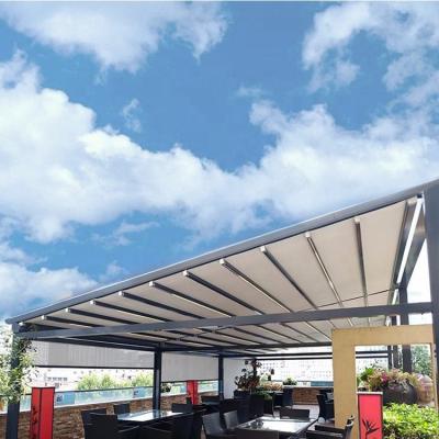 China Cover Large Area And Waterproof Aluminum PVC Pergola Roof Sunshade Pergola Tent Systems for sale