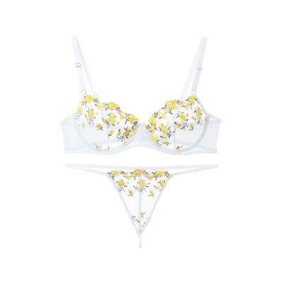 China Underwire Bralette Lenceria Lengery Sexy Hot Women Sleep Yellow Underwear Bra Set Premium Beautiful Romantic Nuisette Lingerie for sale