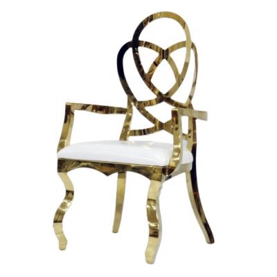 China Gold Stainless Steel Modern Luxurious Wedding Banquet Dining Chair Armrest Chair LS0116 for sale