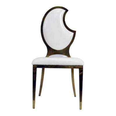 China Modern Moon Stainless Steel Gold Back Banquet Wedding Event Chairs LS0123 for sale