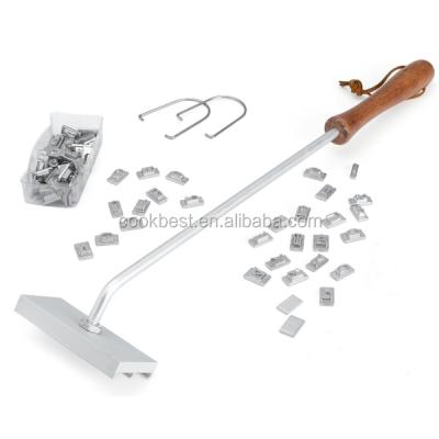 China Easily Cleaned Solid Wood Handle Barbecue Branding Iron With Changeable Letters for sale