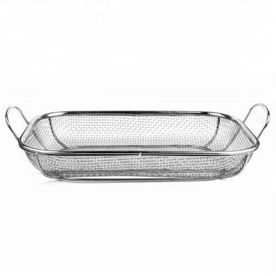 China Multifunctional Sustainable Grill Charcoal Barbecue French Frying Basket With Two Handles Cook Tool for sale