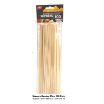 China Easily Cleaned Bamboo Charcoal BBQ Spits 25cm 100 Pieces In A Header Card for sale