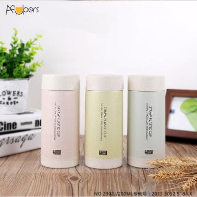 China 2902J Viable 200ml Customize Eco To Reuse Straw Bottle Coffee Reusable Mugs Wholesale Double Wall Biodegradable Ceramic Wheat Mug for sale