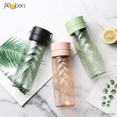 China 600ml Double Layers Lid Wave Shape Stored Unbreakable Drinking Water Bottle with Infuser for Tea and Fruit 1803 for sale