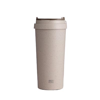 China Bio Degradable 500ml Sustainable To Go Mug Double Wall Insulated Coffee Mug With Lid And Handle 2236J for sale