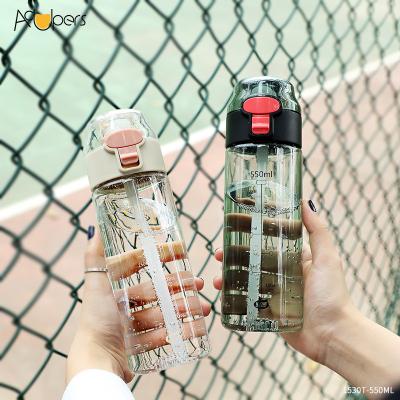 China Sustainable 550ml 19oz One Click Open Flip Lid Eastman Tritan Copolyester Drinking Plastic Sports Water Bottle With Straw 1295T for sale