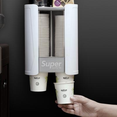 China Viable Wall Mounted Punch Free Acrylic Disposable Coffee Pick Automatic Paper Cup Holder for sale