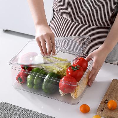 China 3 Size Kitchen Pantry Storage Organizer Box With Handle BPA Free Stackable Plastic Lid Freshness Preservation Cajas Organizadoras Transparentes for sale