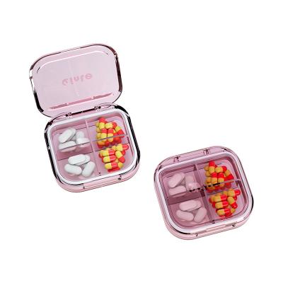 China Mini Portable Mini Medicine Travel Pocket Plastic Silicone 6 Compartment Pill Box Biodegradable Case for sale