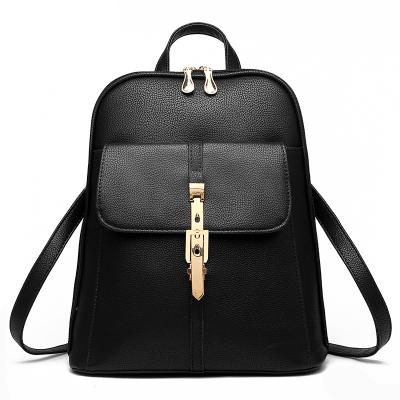 China Arched Shoulder Strap Fashion Women Backpacks Solid Color PU Leather School Bags for sale