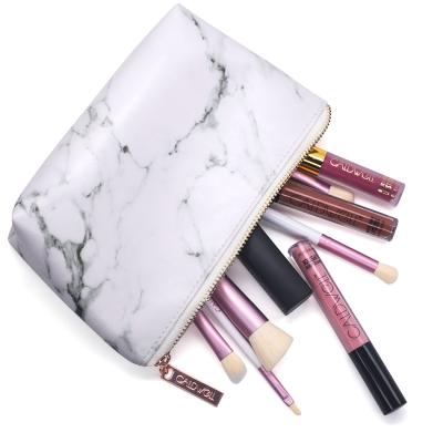 China Fashion Zipper PU Waterproof Marble For Travel Makeup Bag for sale