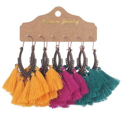 China Ethnic BOHEMIA Boho Tassel Dangle Drop Earrings For Women Vintage Fashion Female Fringed Earrings Sets Jewelry Accessories for sale