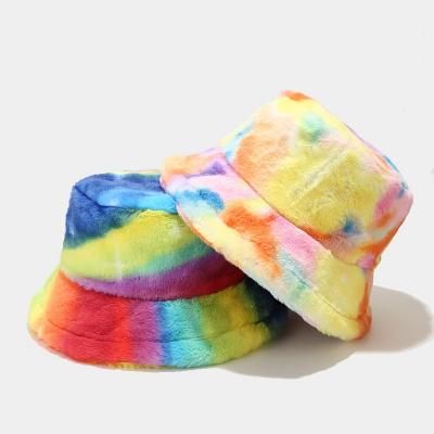 China Striped Bucket Hats Unisex Tie Dyed Outdoor Casual Sun Winter Cotton Fisherman Holiday Beach Flat Top Hats for sale