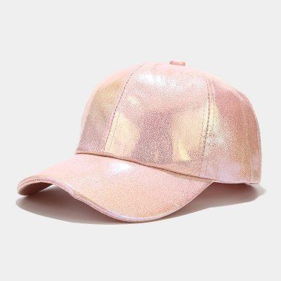 China Colorful JOINT Design Pleated PU Baseball Caps PU Pleated Baseball Caps Streetwear Trend Laser Snapback Hat Hip Hop Hat Colorful for sale