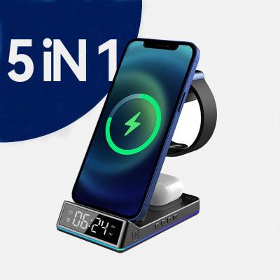 China Smart Mobile Phone 3 in 1 15W Qi Fast Wireless Charger Portable Stand Wireless Charging Station Phone Holder for sale