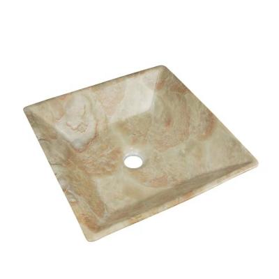 China 2022 Easy Clean New High Gloss Customized Ceramic Art Vanity Top Marble Basin for sale