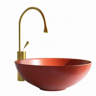 China Modern Luxury Hot Sale Customized Design Round Matt Orange Wash Bowl Shaped Basin for sale