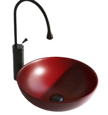 China 2022 Modern Hot Sale Ceramic Round Cup Shape Matte Red Toilet Sink Basin for sale