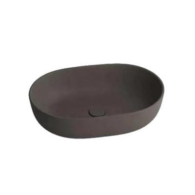 China Modern Oval Shape Matt Brown Ceramic Bathroom Wash Basin for Sanitary Ware for sale