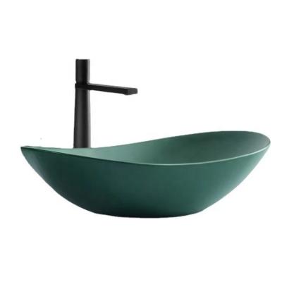 China Modern Customize Vessel Perfect Look Dark Green Ceramic Wash Basin For Modern Sanitary Ware Sink Bathroom for sale