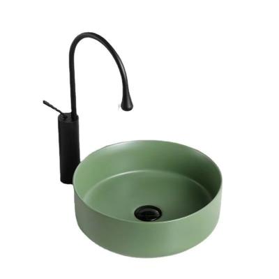 China OEM Large Quality Modern Matte Light Green Bathroom Wash Basins Round Bath Room Sink for sale