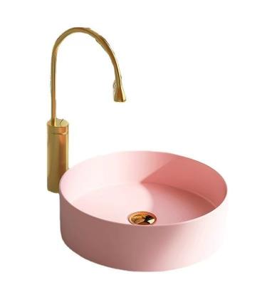 China Modern Professional Manufacturer Round Sink Bathroom Matte Pink Basins Wash Bathroom for sale