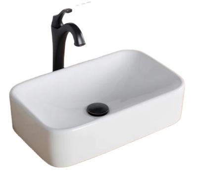 China Easy Clean High Quality Ceramic Rectangular Backwash Elavo White Sink Hand Basin for sale