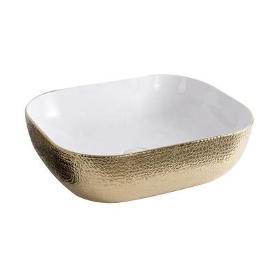 China Easy Clean Wash Sanitary Bath Base Good Quality Hand Ware White Gold Ceramic Basin for sale