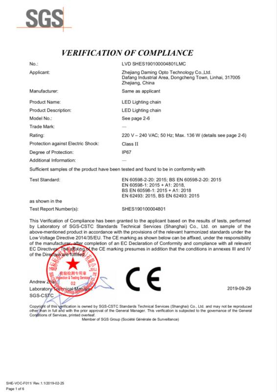 CE - Zhejiang Daming Optoelectronics Technology Co., Ltd.