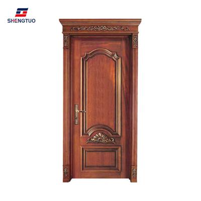 China Sound Insulation Fancy Teak Solid Wood Door Carved Design Wooden Door for sale