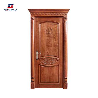 China sound insulation shengtuo door wooden design simple solid wood carving door for sale