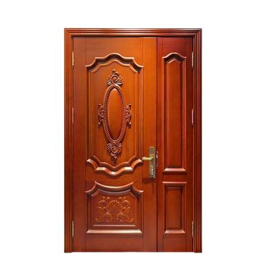 China The soundproofing villa has high-end custom red oak hand-carved opening solid wood double doors for sale