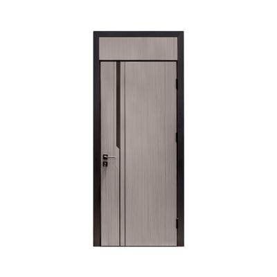 China Solid Wood Laminated Panel Door Factory Made Sound Insulation Oak Teak Timber MDF Grain Flow for sale