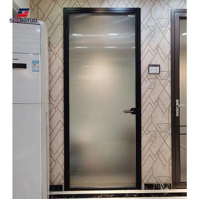 China Residential Aluminum Narrow Edge Tempered Glass Bathroom Doors Sound Insulation China Factory Supply Soundproof Frame Door for sale