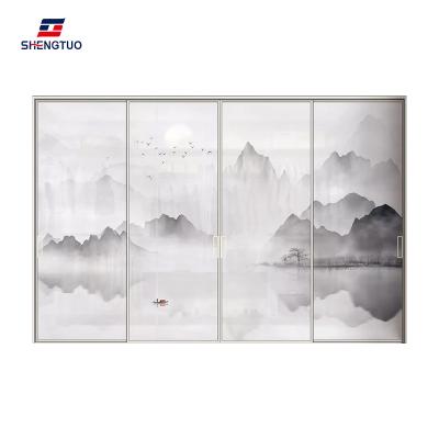 China Sound insulation China factory make high quality partition wall glass door office meetingroom aluminum alloy thin frame sliding door for sale