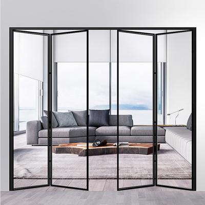 China Modern villa balcony balcony tempered glass accordion door aluminum alloy folding door narrow high-end hot sale door for sale