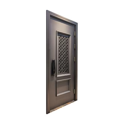 China Factory Price High Security Security Doors Stainless Steel Exterior Main Door With Beautiful Window Flower Design for sale