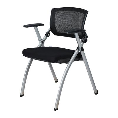 China Foldable Mesh Folding Stackable Staff Room Office Training Chair With Tablet for sale