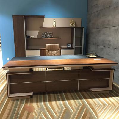 China Strong Wearability White Modern Design Luxury CEO Executive Desk For Commercial Wood Office Furniture for sale