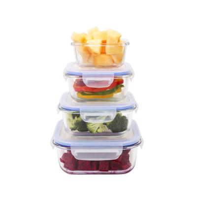 China Airtight Microwavable/Heatable/Freshness Glass Food Containers/Borosilicate Glass Food Container/Microwave Food Safe Glass Container for sale