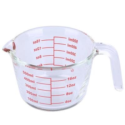 China Sustainable Heat Resistant Glass Measuring Cup Containers Jug With Measuring Scale for sale